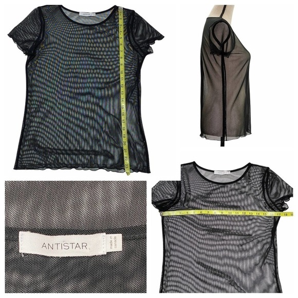 ANTISTAR Sheer Mesh Black Short Sleeve T-Shirt - Picture 9 of 10